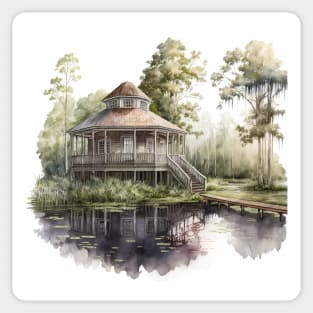 Watercolor Bayou Cabin Sticker